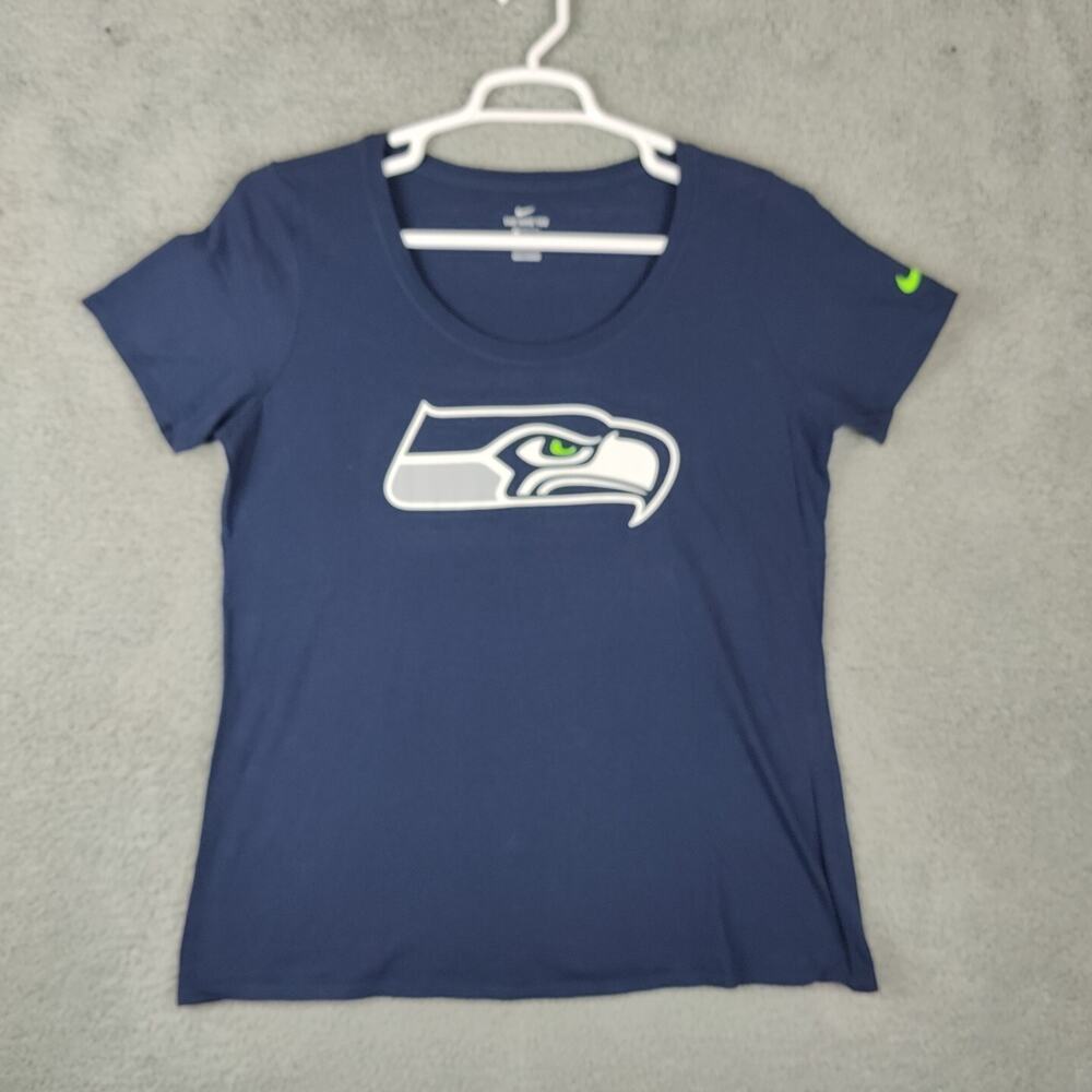 Nike Seattle Seahawks shirt Blue Women's Large Short Sleeve Round Neck Graphic